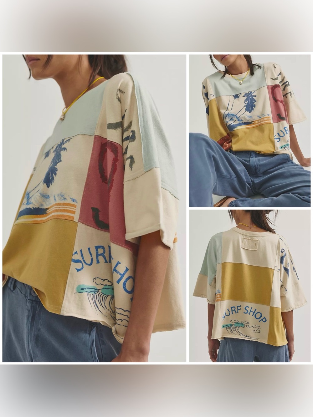 NWT Free People We the Free Rock The Boat Tee - Tofu Combo - medium